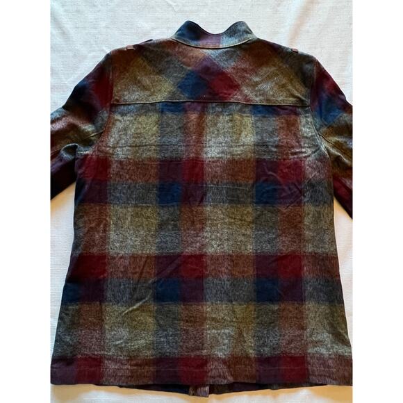 Cabi Collage Flannel Plaid Pearl Embellished Jacket Womens M Full Zip Multicolor - Picture 2 of 15